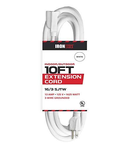 Black Friday - 60% OFF 10 Ft White Extension Cord - 16/3 Durable Electrical Cable