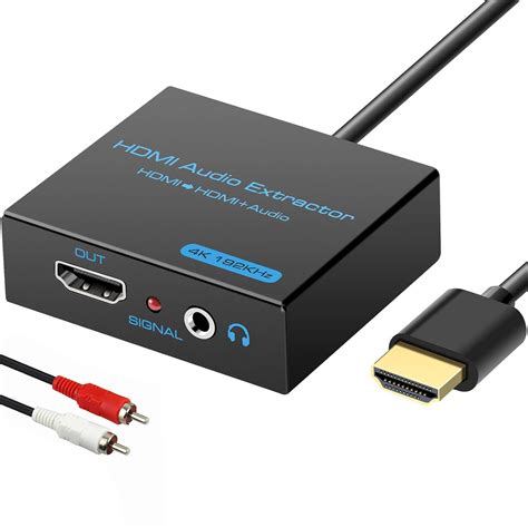 1x1 HDMI Audio Extractor 2.0 HDMI to HDMI + Optical Toslink SPDIF + 3.5mm AUX Stereo Audio HDMI Audio Splitter Converter Adapter Support HDR 4K@60Hz HDCP2.2 Full HD 1080P 3D