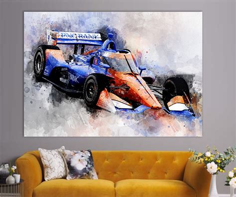 5 Piece Canvas Wall Art IndyCar Series Motorsport Pictures Car Racing Paintings Contemporary Speedy Racing Car Artwork for Living Room House Decor Framed Ready to Hang Posters and Prints(60''Wx40''H)