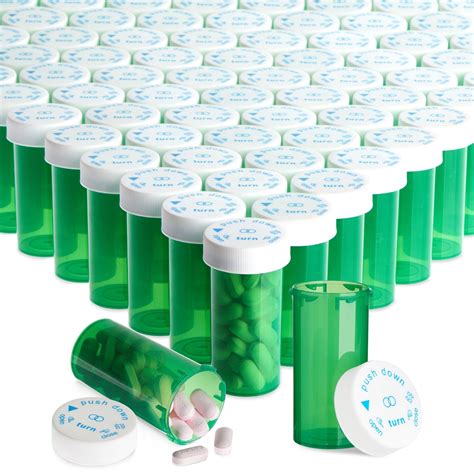 50 Pack 13 Dram Pill Bottles with Pop Top Caps, Empty Prescription Medicine Vials with Lids (Black)