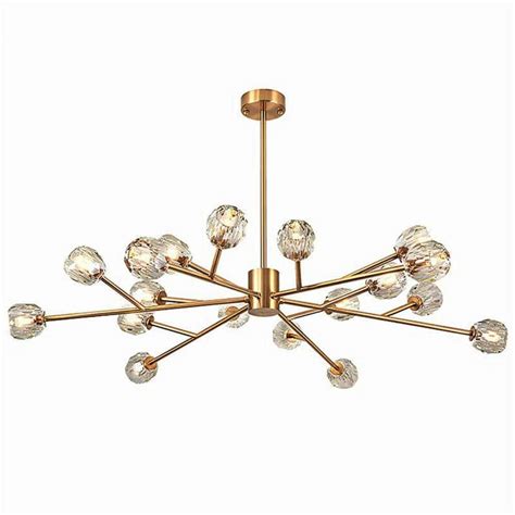 APBEAMLighting Modern Crystal Sputnik Chandeliers Gold Pendant Light Dandelion Light Fixture for Bedroom Foyer Closet 24 Lights
