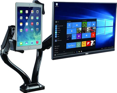 CTA Digital: 2-1-In-1 Adjustable Monitor and Tablet USB Hub for 7-13 inch Tablets and 13-27 Inch Monitors or Large Tablets, Black