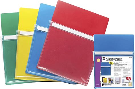 🔥 Flash Sale Charles Leonard Magnetic Pockets 26400, Holds up to 2.5 Pounds, 4-Pack, Assorted Colors, 4 Pack