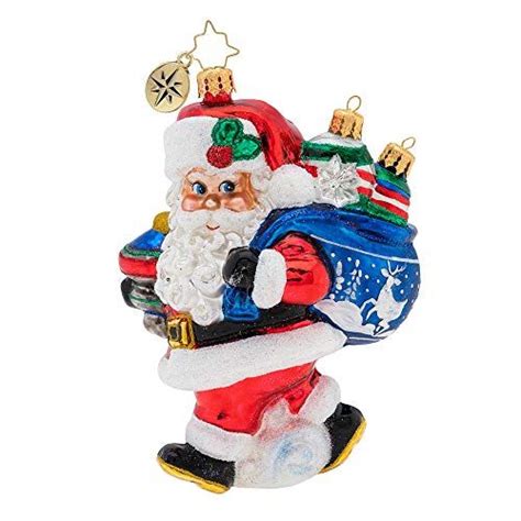 One-Day Sale: Up to 50% Off Christopher Radko Hand-Crafted European Glass Christmas Decorative Figural Ornament, Santa's Shiny Brite Collection!