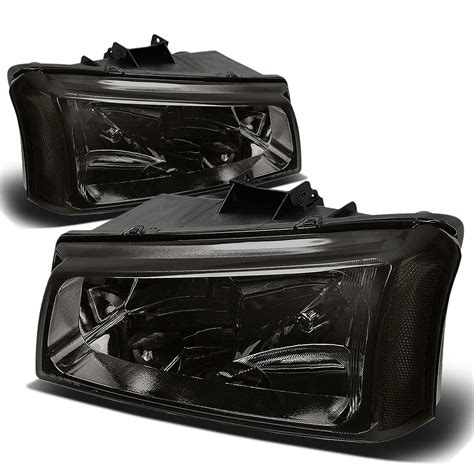 DNA Motoring HL-OH-CS03-2P-SM-AM Smoke Lens Amber Headlights Replacement For 03-06 Avalanche SIlverado