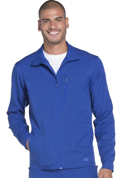 Dickies Dynamix Men Warm Up Scrubs Jacket Zip Front DK310, XS, Ciel Blue