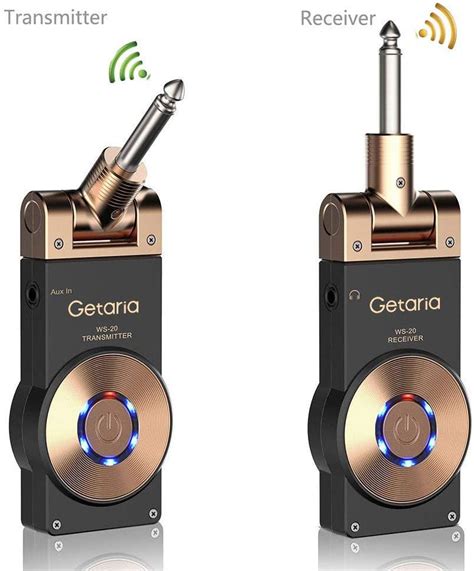 Getaria 2.4G Wireless Guitar System Transmitter & Receiver Built-in Rechargeable Lithium Battery 30M Transmission Range for Electric Guitar Bass