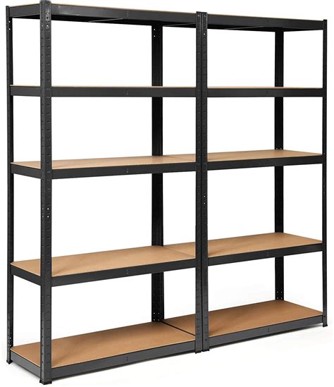 Giantex 2 Pieces Shelving Rack Storage Shelf Steel Garage Utility Rack 5-Shelf Adjustable Shelves Heavy Duty Display Stand for Books, Kitchenware, Tools Bolt-Free Assembly 36"x 16"x 72'', Silver