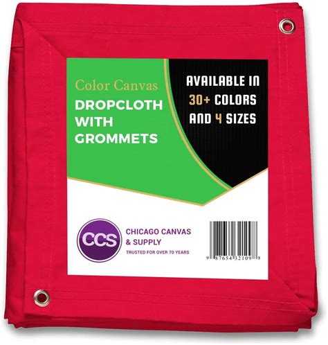 Big Sale Heavy Purpose Canvas Drop Cloth with Grommets by CCS CHICAGO CANVAS & SUPPLY Cotton Canvas Tarp for Floor & Furniture Protection Washable Reusable Duck Dropcloth Curtains, Grey, 10 by 12 Feet