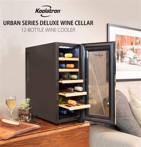 Koolatron WC12-35D 12 Bottle Capacity Thermoelectric Wine Cooler with Digital Temperature Controls - Vibration-free and Quiet Cooling Power, 5 Removable Shelves, Black (12 Bottle)