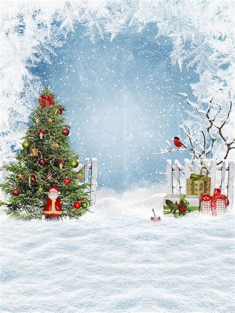 Exclusive Special LTLYH 8x8ft Christmas Photo Backdrops Christmas Tree Outdoor Snow Photography Background Christmas Theme Party Decorations Backdrop 034