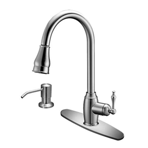MiProducts FTPDS-01BN MiKitchen Single Handle Kitchen Faucet with Pull Down Sprayer, Soap Dispenser and Brushed Nickel Finish, 17.5-Inch Tall