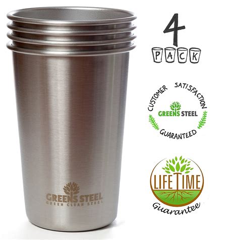 Weekly Top Mirenlife 16 Oz Stainless Steel Pint Cups Water Tumblers, Unbreakable, Stackable, Perfect for Camping Outdoors and Everyday Use Indoors, Set of 4