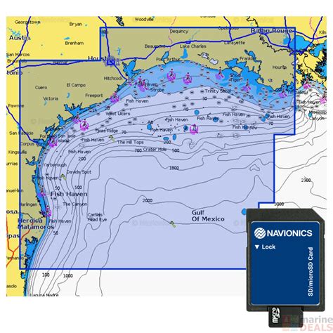 Navionics Platinum+ SD 651 Central Gulf of Mexico Nautical Chart on SD/Micro-SD Card - MSD/651P+
