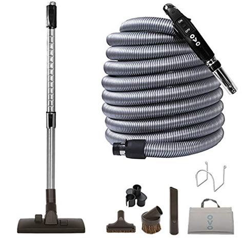 OVO Central Vacuum Standard Kit, with 30/35/40/50ft Low-Voltage Hose, ON/Off Control at The Handle, 12’’ Combo Brush and Accessories, for Hard Surfaces and Carpets, 30', Black