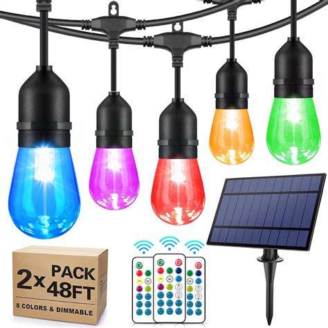 Review Product Outdoor String Lights RGB Color Change 48ft x 2-Pack, 30 Dimmable E26 Bulbs Shatterproof, ETL Listed Commercial Grade Connectable Weatherproof for Patio Backyard Wedding Party, EMANER