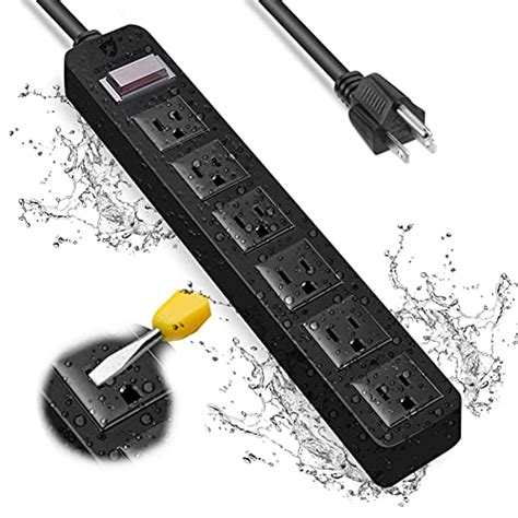 Power Strip Waterproof,Weatherproof Surge Protector Electric Shock Proof Surge Strip Flag Plug,6ft Extension Cord 3 Outlet with Overload Protection for Home,Garden,Patio,Kitchen,Living Room