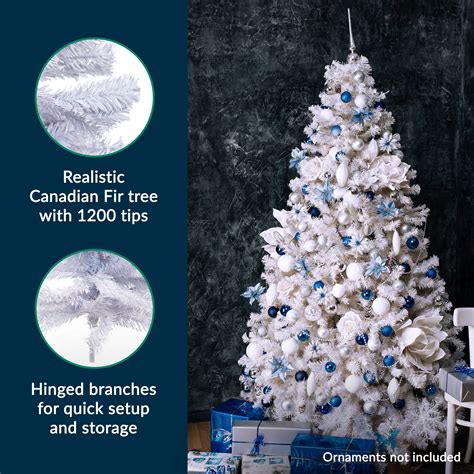 Prextex 6 Feet White Christmas Tree - 1200 Tips, Premium Hinged Artificial Spruce Snowy Solid White Christmas Tree, Lightweight and Easy to Assemble with Christmas Tree Metal Stand