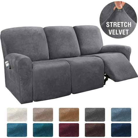 Stretch Velvet Sofa Covers Large Couch Covers Sofa Slipcovers Furniture Protector Soft with Non Slip Elastic Bottom, Feature Thick Comfy Rich Velour (Extra Wide Sofa 96"-116", Peacock Blue)
