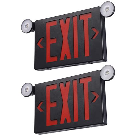 TORCHSTAR LED Exit Sign, Emergency Exit Light with Battery Backup, Double Face, UL 924, AC 120/277V, Damp Location, Hardwired Red Letter Exit Lights for Business, Pack of 4