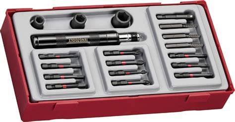 Amazing 🔥 Teng Tools 19 Piece 1/4 Inch Drive Impact Bit, Socket, Screw Extractor, Driver & Adapter Set -TTID19