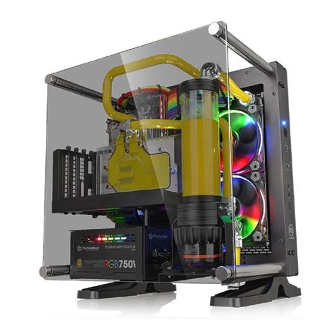 Exclusive Special Thermaltake Core P1 Tempered Glass Edition Mini ITX Open Frame Panoramic Viewing Tt LCS Certified Gaming Computer Case CA-1H9-00T1WN-00, Black
