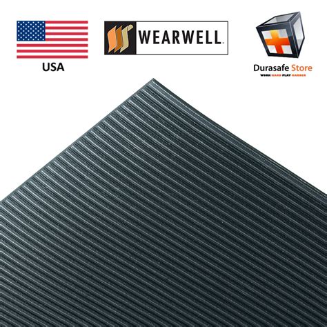 Wearwell 381.18x3x34BK Standard Corrugated Vinyl Runner Mat, 34' Length x 3' Width x 1/8" Thick, Black